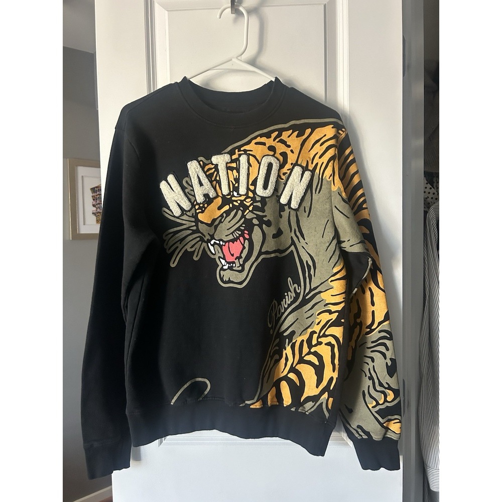 Parish Nation Thread Collective Men's Pullover Bengal Tiger Sweatshirt Sz Medium